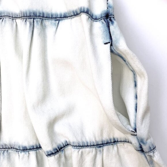 Free People White Wash Denim Tiered Shirt Dress Size S - Picture 5 of 9